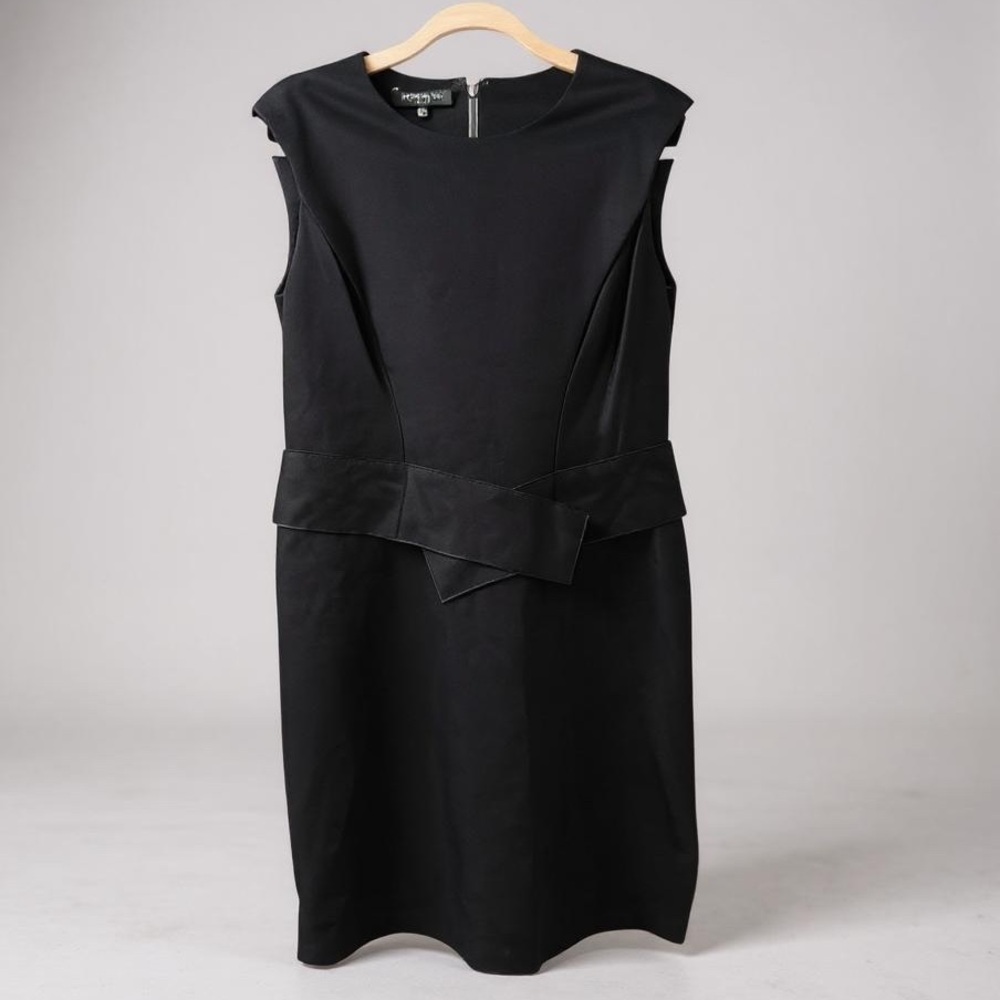 Lafayette 148 New York Black Shift Dress with Waist Details Size S Office